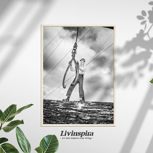 Ouvrier forestier vintage | Image historique en noir et blanc | Bûcheronnage au travail | Articles de décoration murale de l&#39;ère des bûcherons | Poster mural – Poster encadré n°23