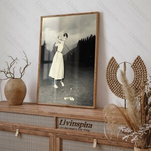 Audrey Hepburn Vintage Golf Poster | Black and White Classic Audrey Hepburn Golf Fashion Wall Art for Living Room Decor - Framed Print #91 image 5