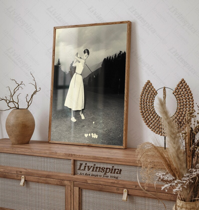 Audrey Hepburn Vintage Golf Poster | Black and White Classic Audrey Hepburn Golf Fashion Wall Art for Living Room Decor - Framed Print #91 image 5
