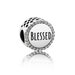 PANDORA Charms, Fully Stamped Blessed Bead Charm, Sterling Silver Pendant Charm, Pandora Bracelet Charms 