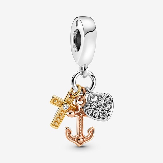 PANDORA Charms Triple-tone Cross Heart 