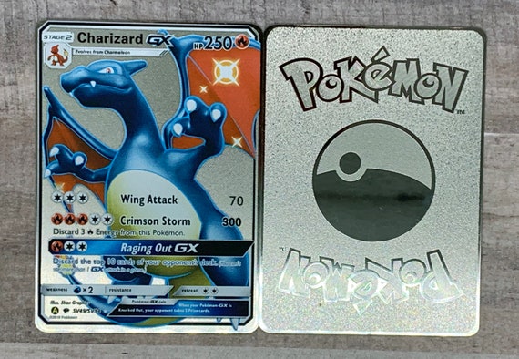 Silver Shiny Charizard Gx Pokemon Card Metal Hidden Fates Etsy Silver Shiny Charizard Gx Pokemon Card Metal Hidden Fates Etsy