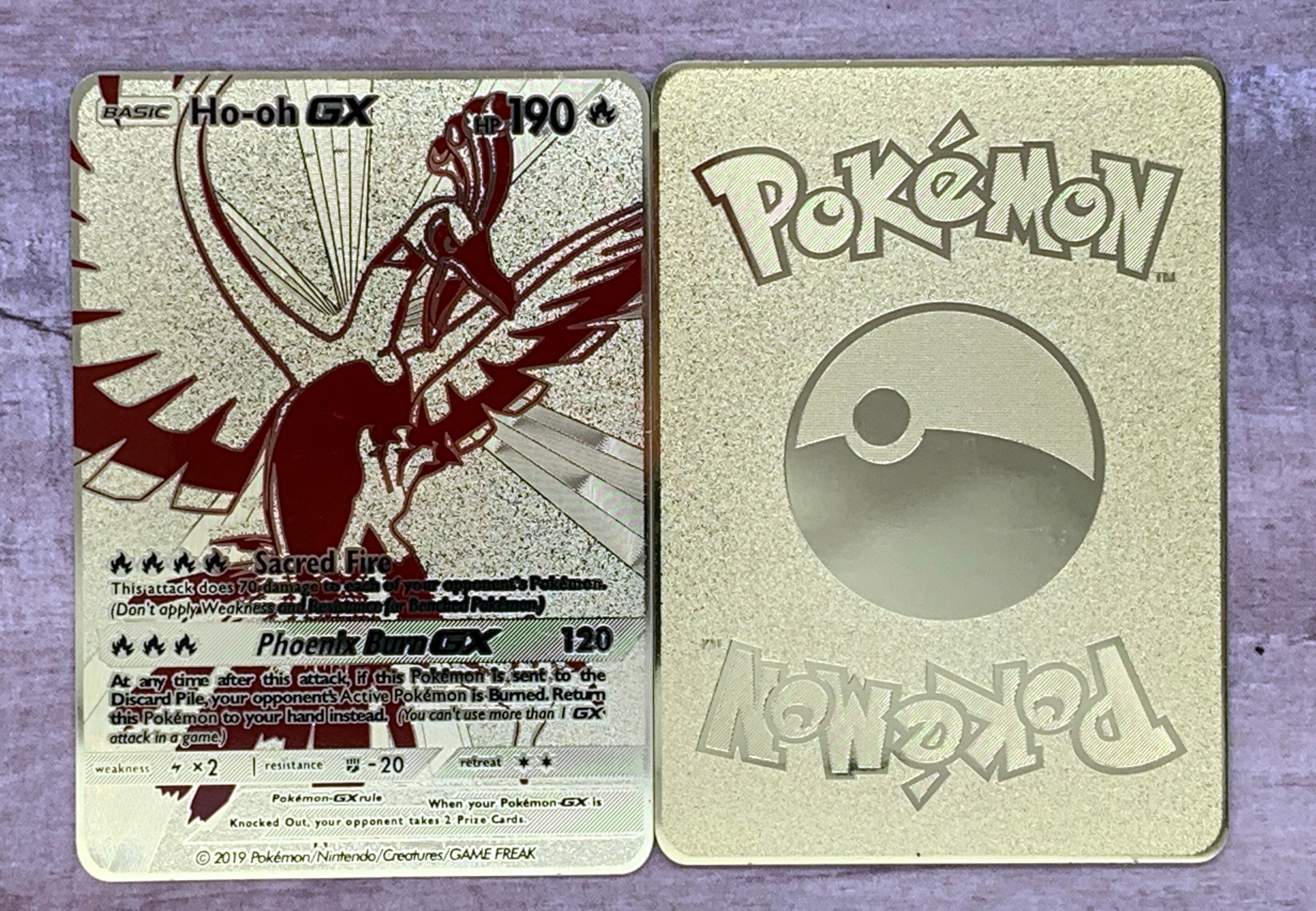 Hooh GX Custom Gold Metall Pokemon Karte Etsy
