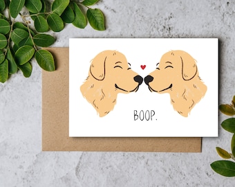 Boop dog card. Golden Retriever Valentine's Day card. Card for boyfriend. Card for girlfriend