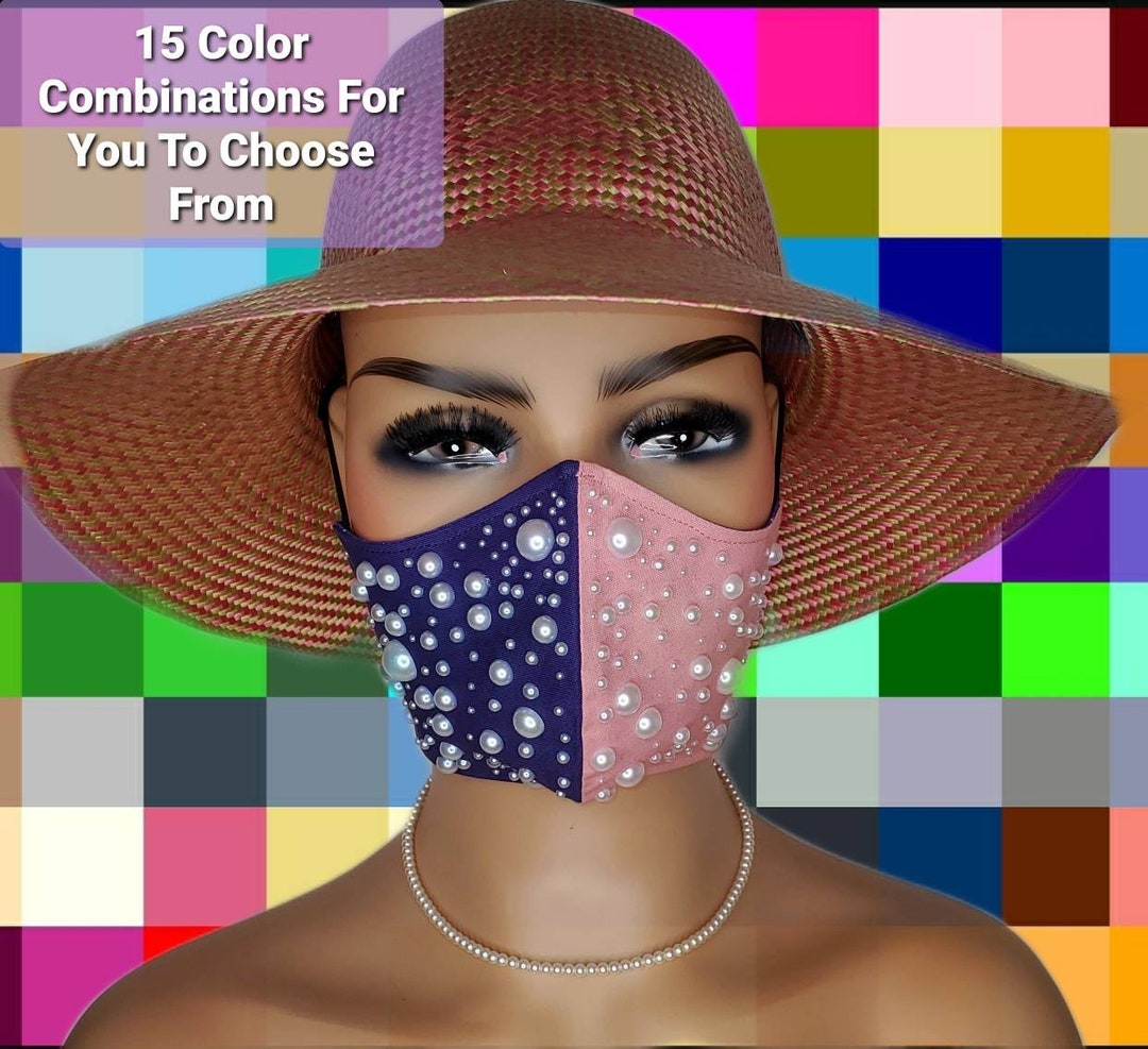CUSTOM Pearl Split Face Mask With Filter Pocket 3D and Adjustable 4 ...