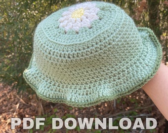 Crochet Pattern for Daisy Bucket Hat 
