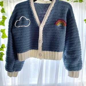 Crochet Rainbow Cropped Cardigan