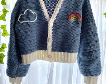 Crochet Rainbow Cropped Cardigan