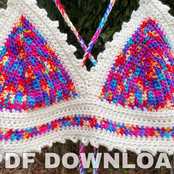 Crochet Pattern for Multicolored Bralette Top