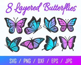 Download Colorful Butterfly Hand Drawn Clipart Paper Cut File Cricut Silhouette Dxf Monarch Butterfly Svg Insect Animal Png Wall Art Decor Clip Art Art Collectibles