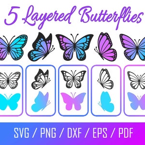 Butterfly SVG, Butterfly Bundle SVG Files, Butterfly SVG Layered, Butterfly Files for Cricut, Butterfly Clipart, Butterflies Svg, Dxf, Pdf