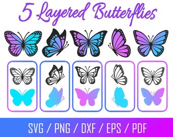 Butterfly SVG, Butterfly Bundle SVG Files, Butterfly SVG Layered, Butterfly Files for Cricut, Butterfly Clipart, Butterflies Svg, Dxf, Pdf