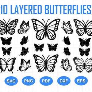 Schmetterling SVG, Schmetterling Bundle SVG-Dateien, Schmetterling SVG geschichtet, Schmetterling-Dateien für Cricut, Schmetterling Clipart, Schmetterlinge Svg, Silhouette