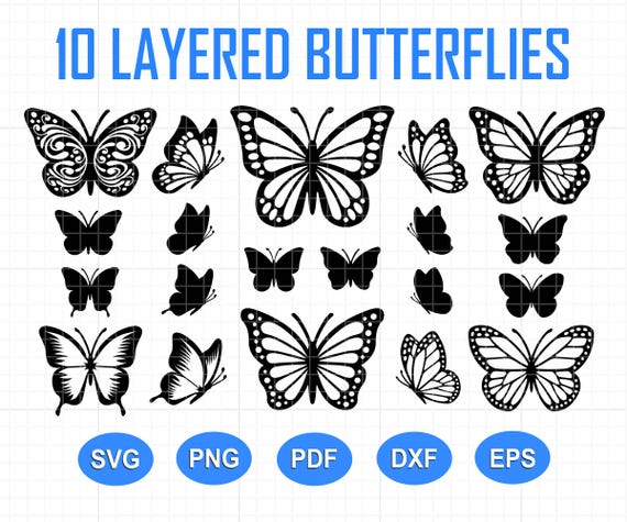 Butterfly SVG, Butterfly Bundle SVG Files, Butterfly SVG Layered, Butterfly Files for Cricut, Butterfly Clipart, Butterflies Svg, Silhouette
