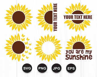 Sunflower SVG Bundle, Sunflower SVG, Sunflower SVG Files, Half Sunflower Svg, Monogram Svg, Flower Svg, Sunflower Cut File, Silhouette, Dxf