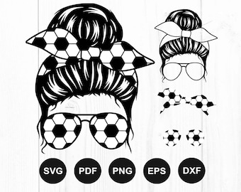 Football maman Svg, Svg football vie de maman, Svg vie de maman, Svg chignon désordonné, Svg cheveux chignon désordonné, fichier de coupe pour Cricut, Silhouette