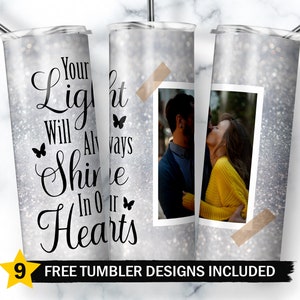 Memorial Tumbler Designs, Memorial Tumbler Wrap, Memorial Quotes 20oz Skinny Tumbler Wrap Png, Picture Photo Collage Sublimation Designs Png