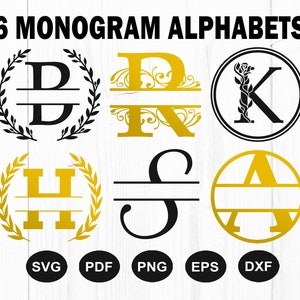 Schrift-Monogramm-Svg-Bundle, Split-Monogramm Buchstaben zwar, Familien-Monogramm SVG, Monogramm Schrift Alphabet, Monogramm-Svg-Dateien, Schnittdatei für Cricut