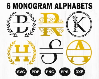 Lettertype monogram Svg-bundel, gesplitste monogram letters Svg, familie monogram Svg, monogram lettertype alfabet, monogram Svg-bestanden, gesneden bestand voor Cricut