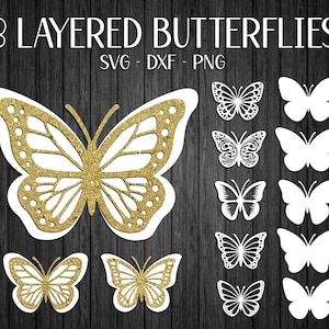 Butterfly SVG Bundle, 3D Butterfly Svg, Butterfly SVG Layered, Butterfly Clipart, Butterfly Wall Decor, Butterfly Template, Cut File, Png