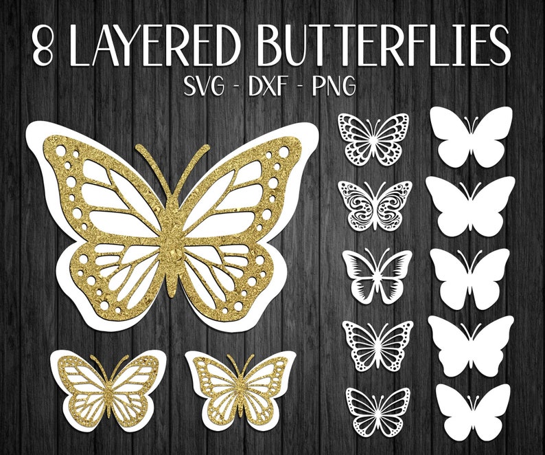 Fjärils-SVG-paket, 3D-fjärils-svg, fjärils-SVG i lager, fjärils-clipart, fjärilsväggdekor, fjärilsmall, klippfil, png bild 1