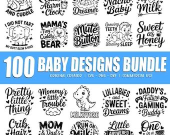 Baby SVG Bundle, Baby Shower SVG, Newborn SVG Bundle, Baby Quote Bundle, Cute Baby Saying svg, Funny Baby svg, Baby Boy Girl Svg, Png