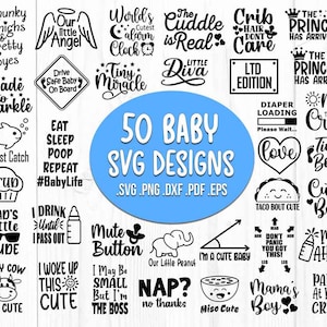 Baby-svg-bundel | Babyshower-SVG | Pasgeboren SVG-bundel | Babycitaatbundel | Schattige baby gezegden svg | Grappige baby-svg | Babygesneden bestanden