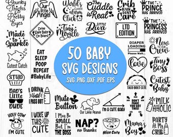 Pacote SVG para bebê | Chá de bebê SVG | Pacote SVG para recém-nascidos | Pacote de citações de bebê | Provérbios fofos para bebês svg | Bebê engraçado svg | Arquivos de corte de bebê