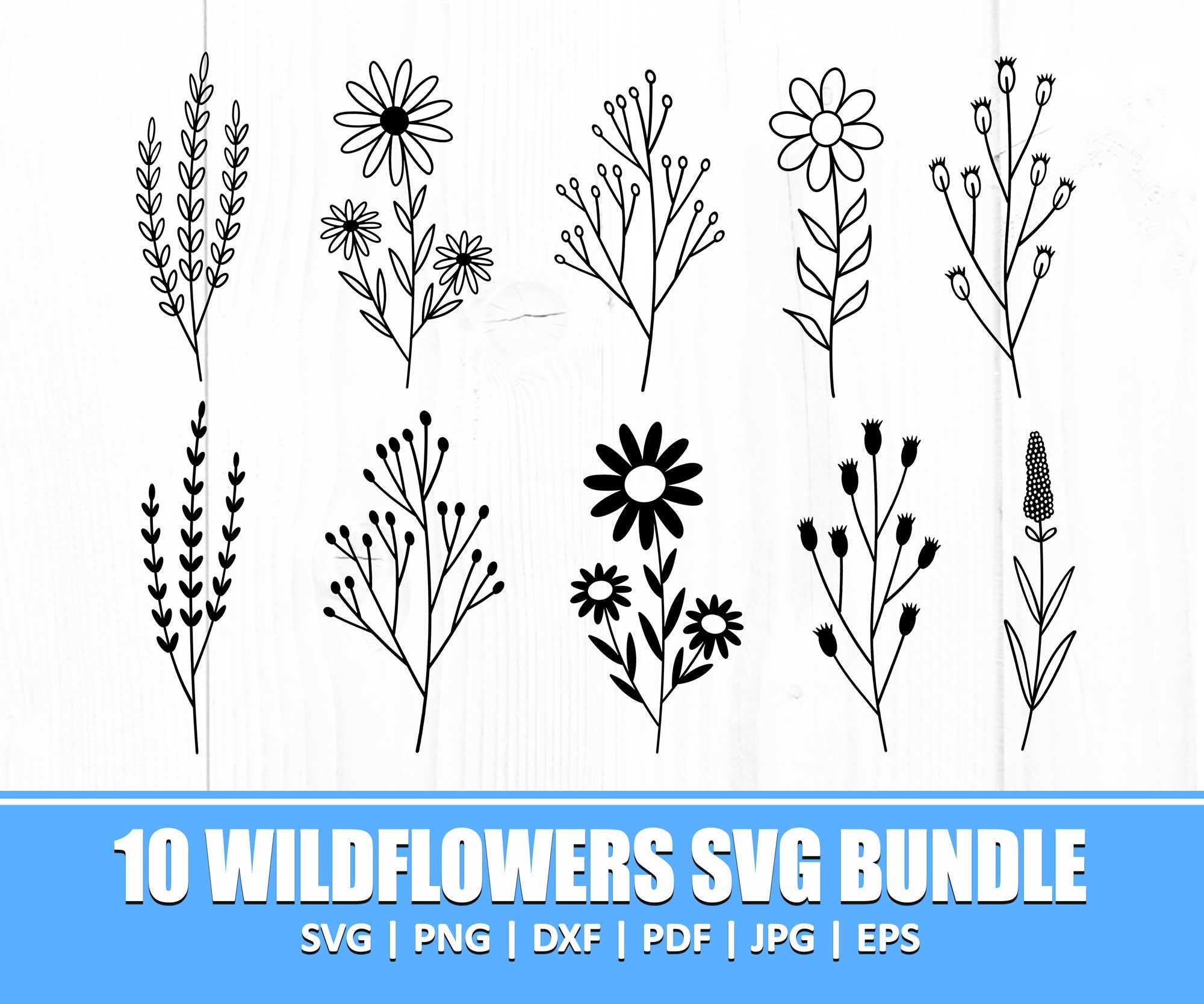 Wildflower Bundle Svg Flower Svg Bundle Floral Svg Bundle Etsy Israel ...