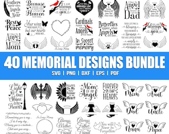 Memorial Svg Bundle, Bereavement Svg, Memorial Quotes Svg, Sympathy Svg, Remembrance Svg, In Loving Memory Svg, Cut File For Cricut, Png,Dxf