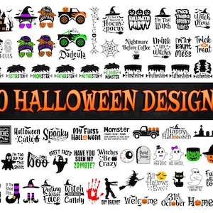 Halloween-Svg-Bundle, Halloween-Clipart, Halloween-Zeichen, glückliches Halloween-Svg, Geist-Svg, Hexe, Silhouette, geschnittene Datei für Cricut, Png