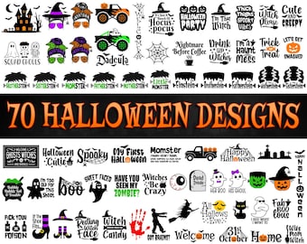 Paquete Svg de Halloween, Imágenes Prediseñadas de Halloween, Signos de Halloween, Feliz Halloween Svg, Svg fantasma, Svg de bruja, Silueta, Archivo recortado para Cricut, Png