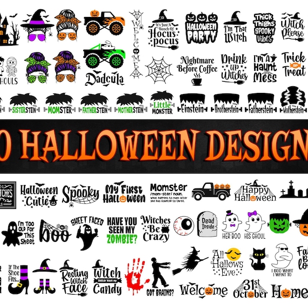 Halloween Svg Bundle, Halloween Clipart, Halloween Signs, Happy Halloween Svg, Ghost Svg, Witch Svg, Silhouette, Cut File For Cricut, Png