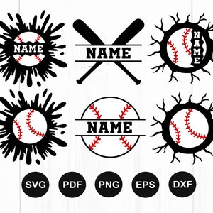 Pacchetto Svg di baseball, Pacchetto Svg di softball, Monogramma di baseball Svg, Disegni di baseball, Squadra di baseball Svg, File di taglio per Cricut, Silhouette, Png