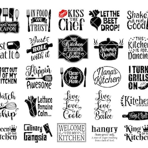 Paquete de SVG de cocina, monograma de cocina, SVG de horneado, SVG de cocina, SVG de agarradera, SVG de citas de cocina, archivos de corte Cricut, tabla de cortar láser Png imagen 2