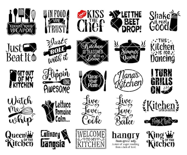 Paquete de SVG de cocina, monograma de cocina, SVG de horneado, SVG de cocina, SVG de agarradera, SVG de citas de cocina, archivos de corte Cricut, tabla de cortar láser Png imagen 2