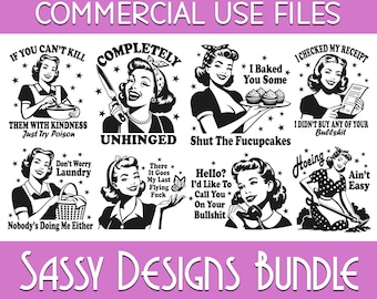 Retro Hausfrau Png Bundle, lustige Png, sarkastische Sprüche, lustige Retro Bundle, lustige Sprüche, sarkastische Zitate, Erwachsenen Humor, Snarky Sassy Png