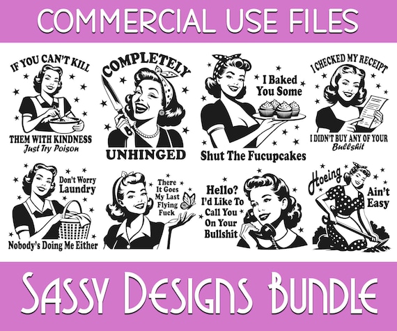 Retro Housewife Png Bundle, Funny Png, Sarcastic Sayings, Funny Retro Bundle, Funny Sayings, Sarcastic Quotes, Adult Humor, Snarky Sassy Png