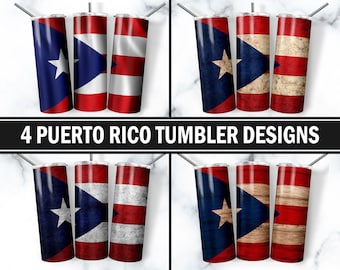 Puerto Rican Flag Tumbler Designs, Puerto Rico Flag Tumbler Wrap, 20oz Skinny Tumbler Wrap Png, Puerto Rico Flag Sublimation Design Png, Png