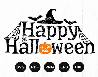 Happy Halloween Svg, Halloween Svg, Halloween Designs, Halloween Clipart, Halloween Sign Svg, Witch Svg, Silhouette, Cut File For Cricut