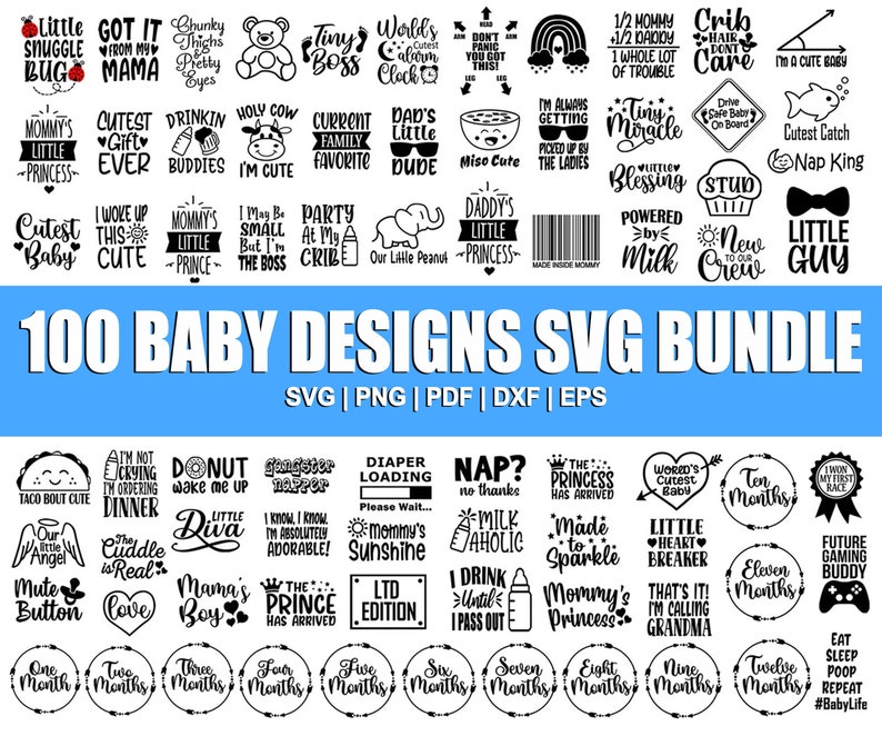 Baby SVG Bundle, Baby Shower SVG, Newborn SVG Bundle, Baby Quote Bundle, Cute Baby Saying svg, Funny Baby svg, Baby Boy Girl Svg, Png 