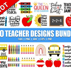 Bundle Svg enseignant, clipart enseignant, Svg citation enseignant, Svg vie enseignant, rentrée des classes Svg, Svg appréciation enseignant, sublimation Png, Dxf