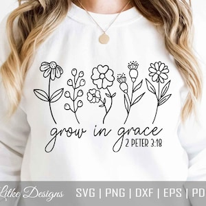 Grandir dans la grâce Svg, Jésus Svg, foi Svg, Svg religieux, citations chrétiennes, Svg chrétien, verset de la Bible Svg, couper fichier Cricut, Silhouette, Png