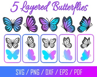 Butterfly SVG, Butterfly Bundle SVG Files, Butterfly SVG Layered, Butterfly Files for Cricut, Butterfly Clipart, Butterflies Svg, Dxf Pdf