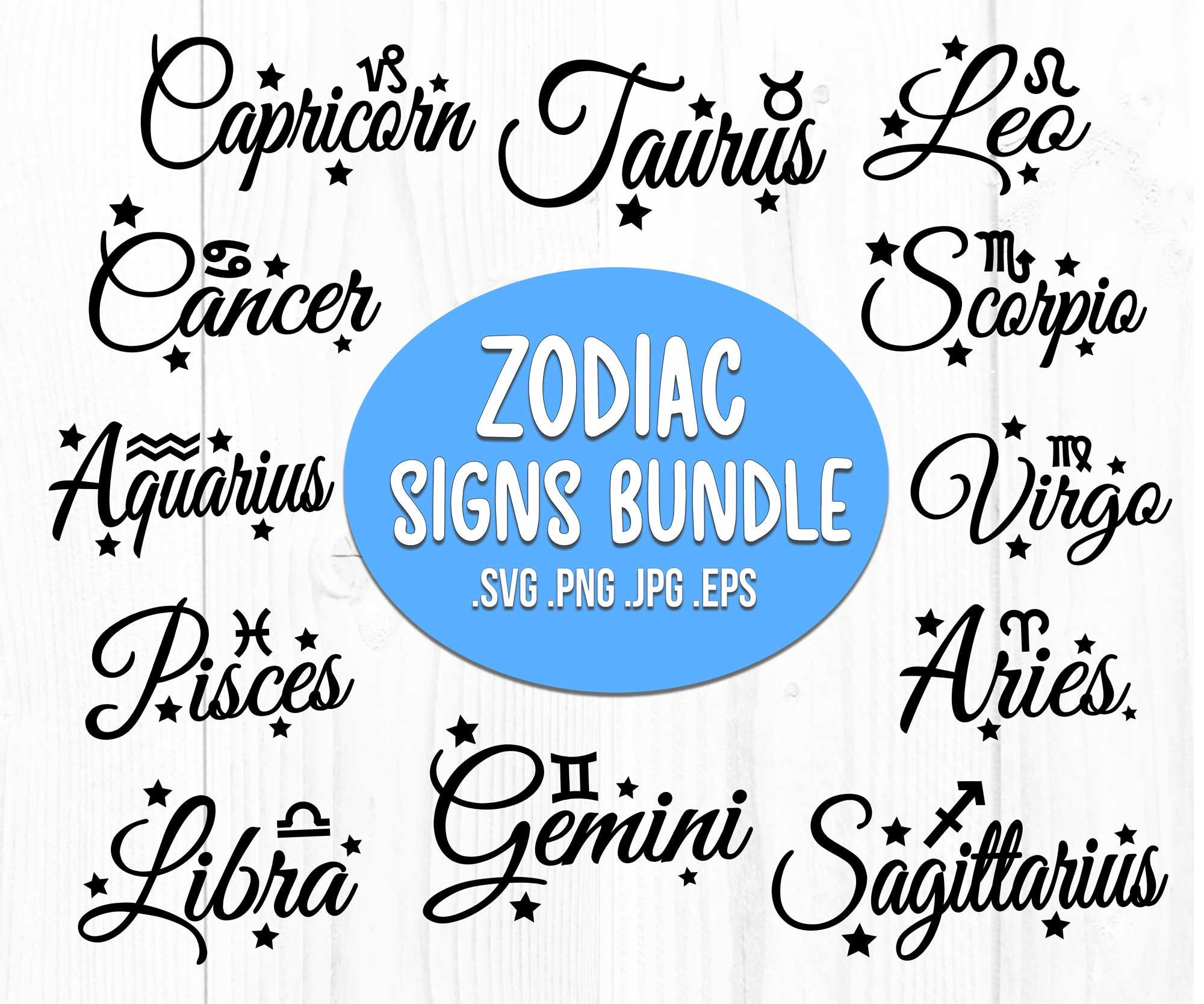 Zodiac Svg Bundle, Horoscope Svg, Astrology Signs svg, Zodiac Symbols…