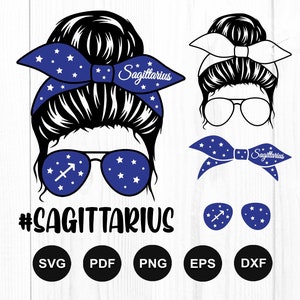 射手座 SVG、射手座の星座 SVG、射手座の星座 SVG、ママの人生 SVG、メッシー バン SVG、星座 SVG、カット ファイル Cricut