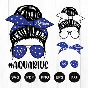 Verseau Svg, verseau astrologie signe Svg, verseau signe du zodiaque Svg, mamans vie Svg, Messy Bun Svg, Svg du zodiaque, coupe fichier Cricut, Silhouette