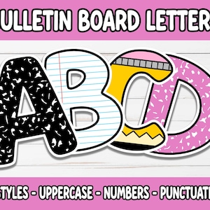 Bulletin Board Letters Alphabet, Back To School Classroom Decor, Teacher Printable Lettering Number Pack, Custom Seasonal Classroom Theme