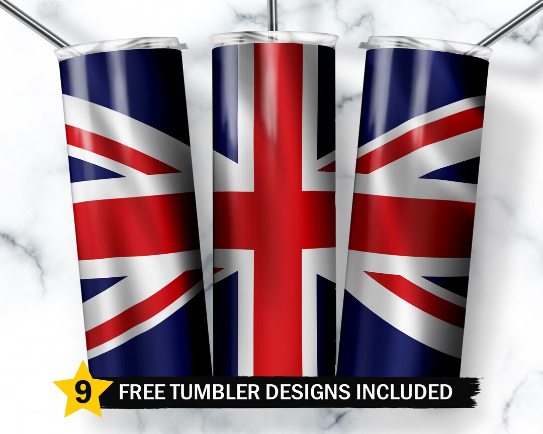 British Flag Tumbler Designs, Britain Flag Tumbler Wrap, 20oz Skinny