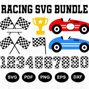 Racing Svg Bundle, Retro Race Car Svg, Race Car Svg, Race Car Clipart, Checkered Flag Svg, Racing Flag Svg, Racing Numbers, Silhouette, Png
